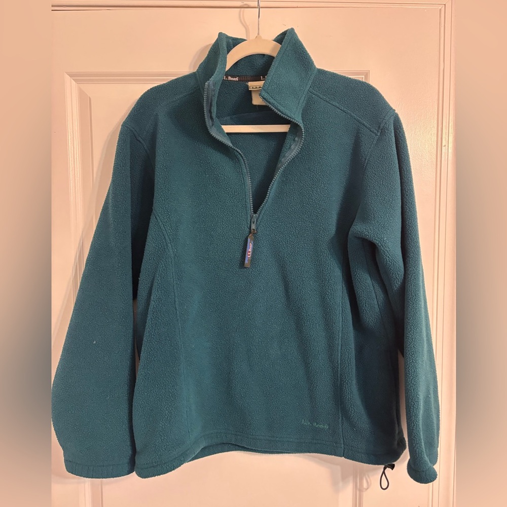 L.L. Bean Teal Quarter-Zip Fleece Pullover